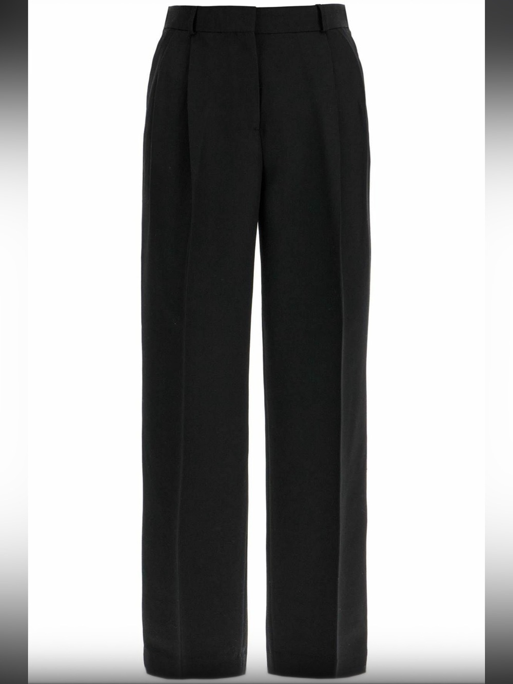 Toteme Tailored Suit Trousers Black Size 34 Wide Leg Cuffed Wool Blend